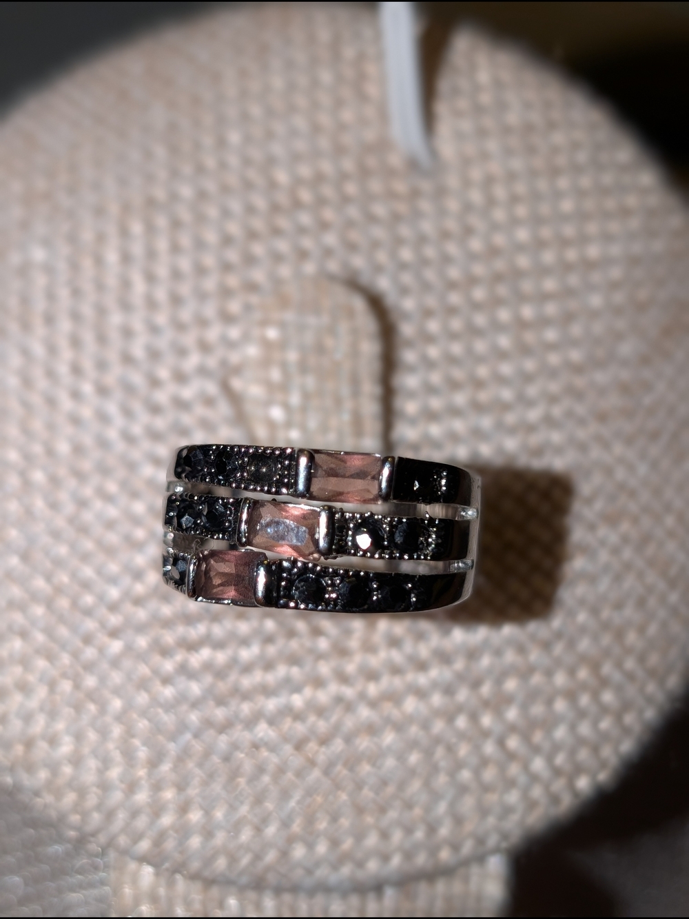 Purple Stone Silver Triple-Band Ring